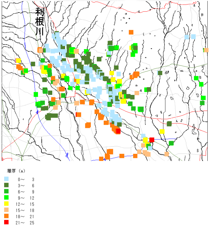 図２　工学的基盤面より上に存在する地層の厚さ